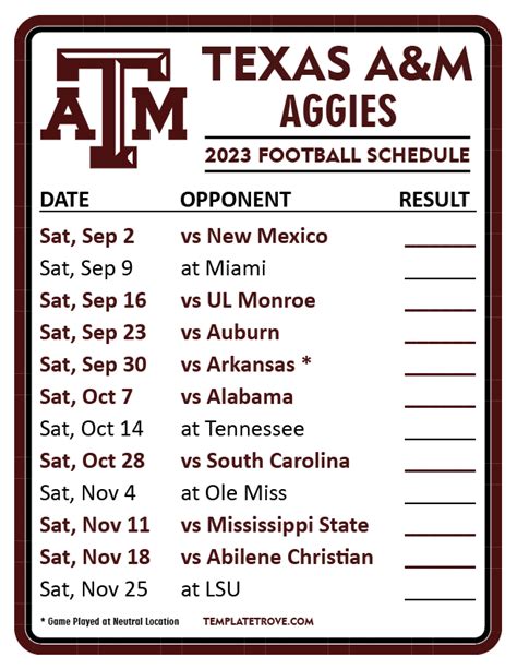 aggie football schedule